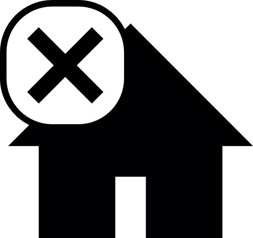 House with cross mark