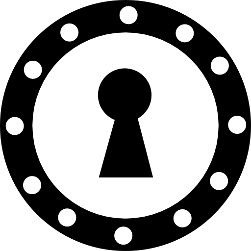 Keyhole in a circle gross outline with small circles in all its extension