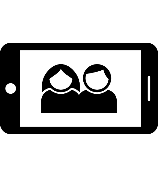 Couple portrait image on a cellphone screen