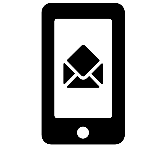 Open email envelope symbol on a mobile phone screen