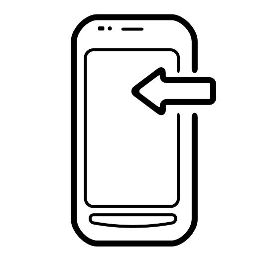 Mobile phone with an arrow sign on it pointing to left