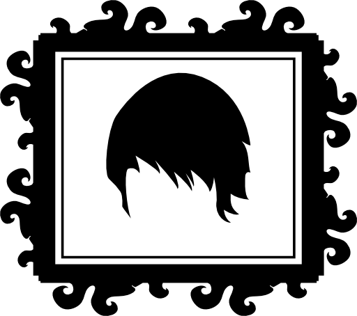 Short hair shape reflex on a rectangular mirror of hair salon