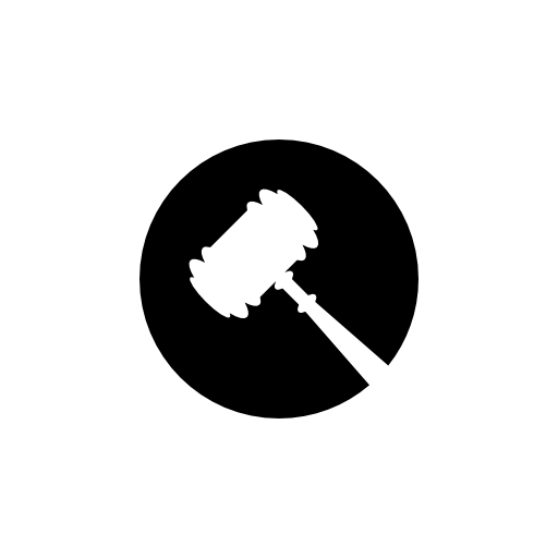 Legal hammer symbol in a circle
