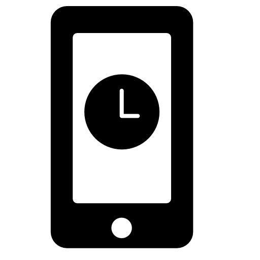 Cellphone with a clock symbol on screen