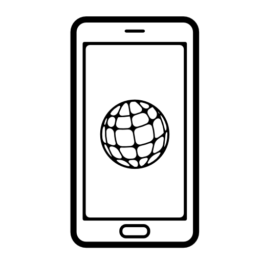 World grid symbol on phone screen