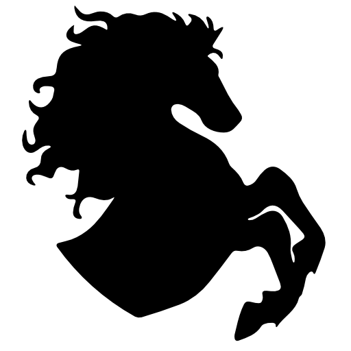 Horse with creative hair raising feet right side view