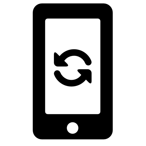 Refresh circular arrows couple symbol on phone screen