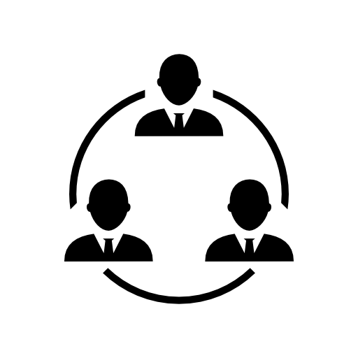 Businessmen in circular graphic