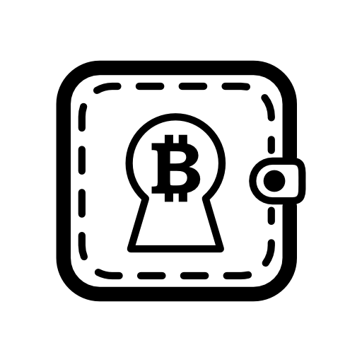 Bitcoin sign in keyhole shape on a wallet