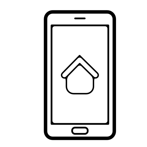 Home sign on mobile phone screen