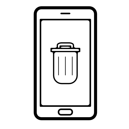 Mobile phone with trash sign on screen
