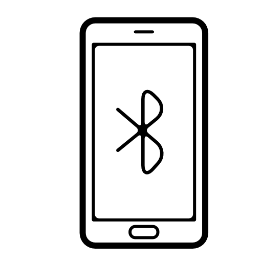 Mobile phone with bluetooth sign on screen