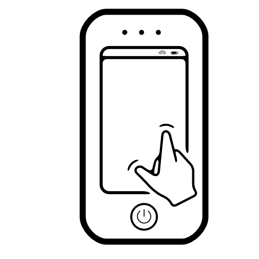 Hand on mobile phone touching screen