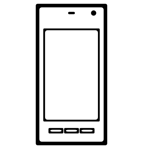 Mobile phone outline with three rectangular buttons