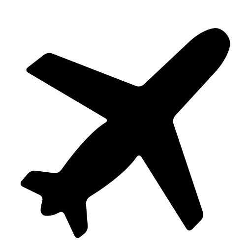 Airplane black shape ascending rotated to right