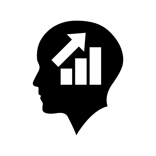 Bald head of a businessman with ascendant graphic of bars