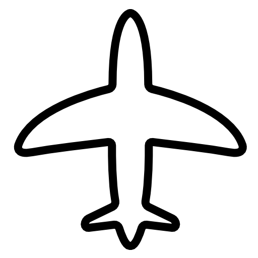 Airplane, outlined shape pointing up