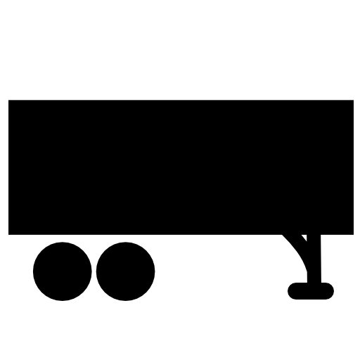 Truck container black rectangular silhouette over wheels
