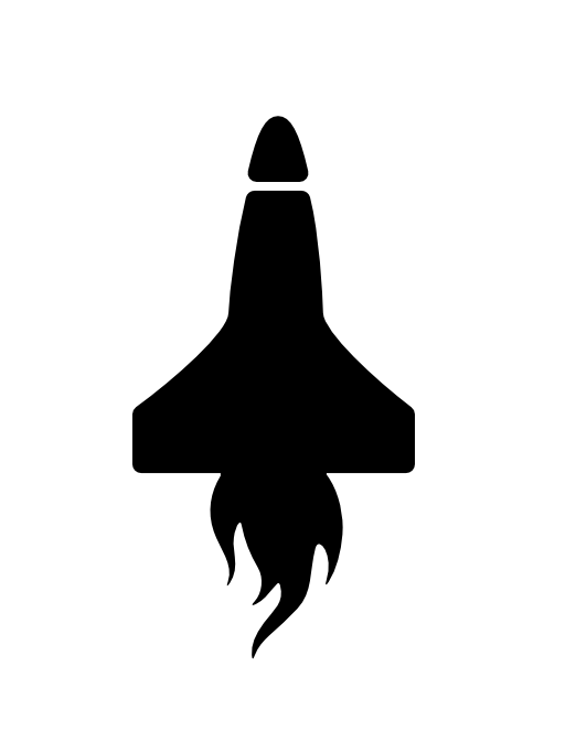 Rocket on vertical position with fire tail