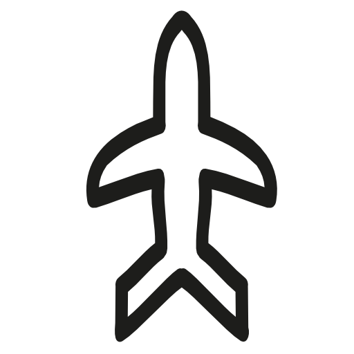 Airplane hand drawn outline pointing up