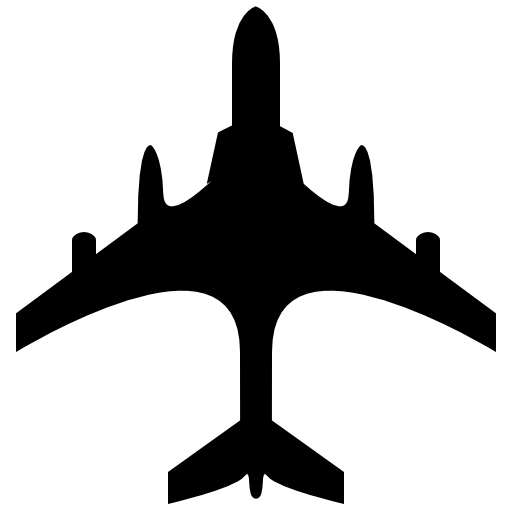 Airplane black shape from top view