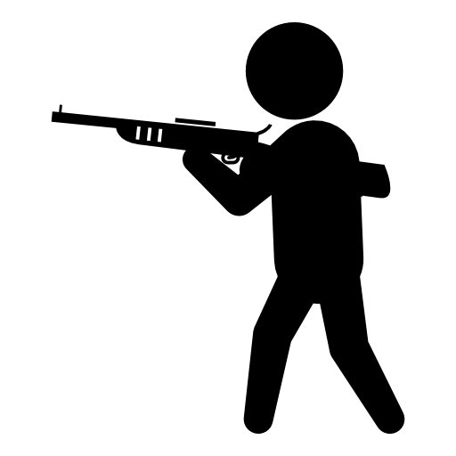 Criminal with big gun silhouette