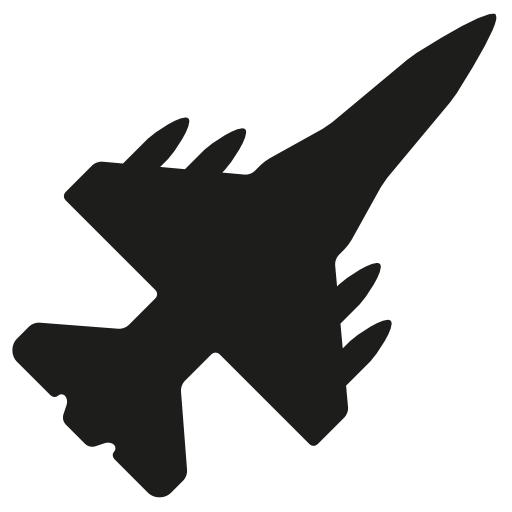 War airplane bottom view black shape