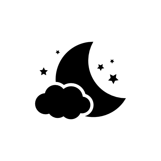 Night symbol of the moon with a cloud and stars