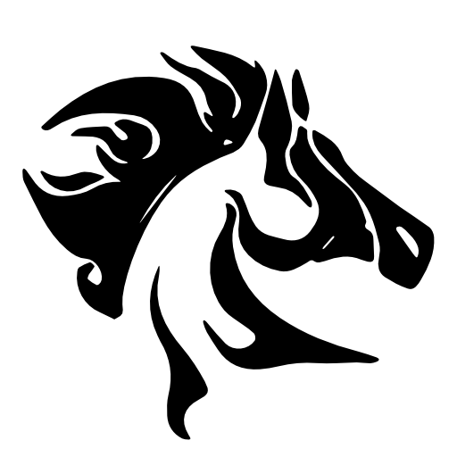 Horse head with messy mane side view