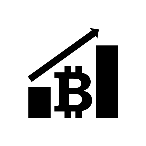 Bitcoin graphic with up arrow