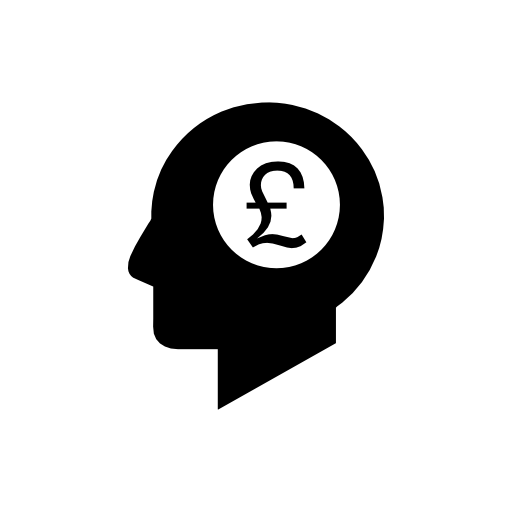 Pounds symbol in a head shape