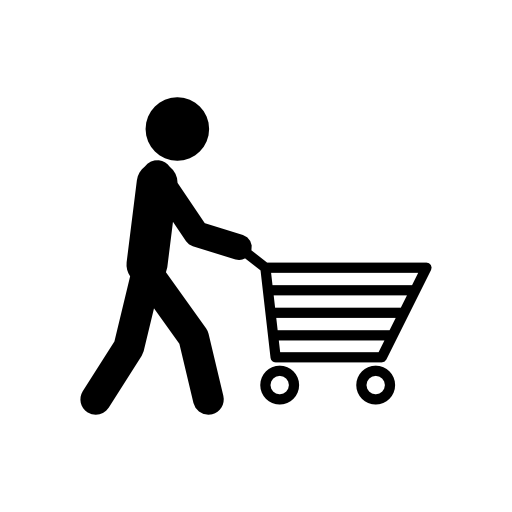 Man pushing a shopping cart
