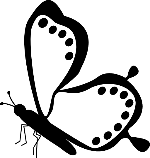 Butterfly side view with dots at the borders of the wings