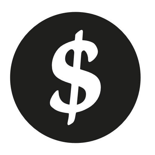 Dollar sign on black circular background