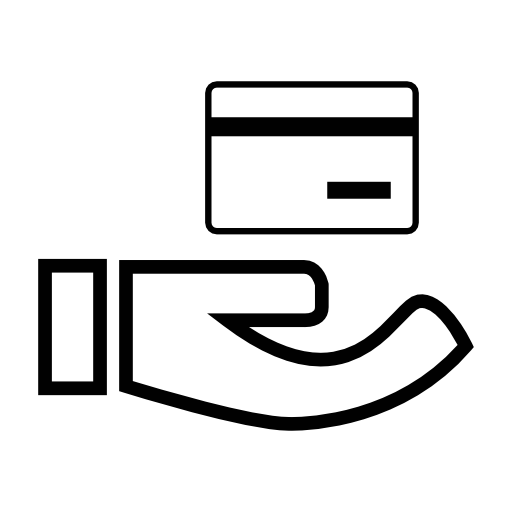 Credit card, buy, hand, IOS 7 interface symbol