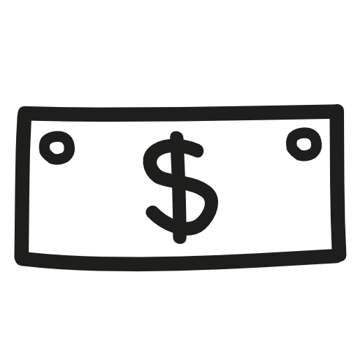 Money paper of dollars hand drawn symbol
