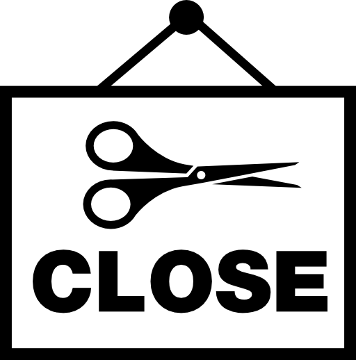 Close hair salon signal with scissors image hanging of a nail