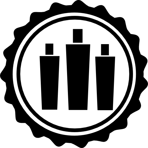 Hair salon badge circle with three bottles