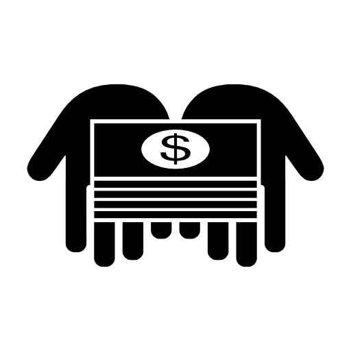 Dollars stacked on two opened hands palms