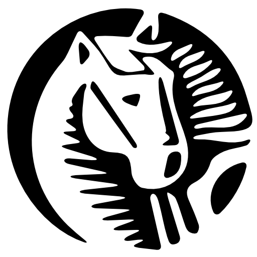 Horse cartoon drawing in a circle silhouette