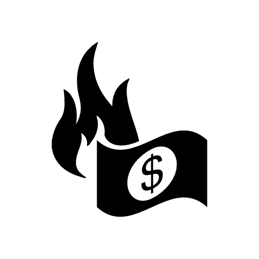 Burning dollar paper bill