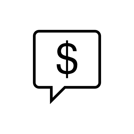 Dollar symbol in a speech bubble outline