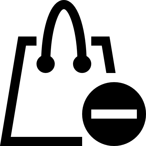 Shopping bag with minus sign