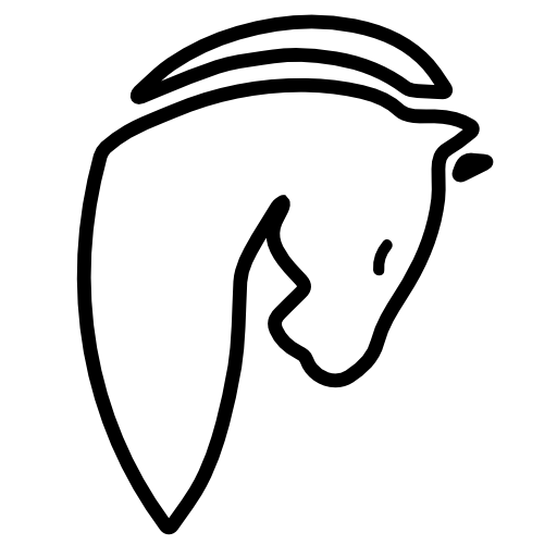Horse with head down side view outline