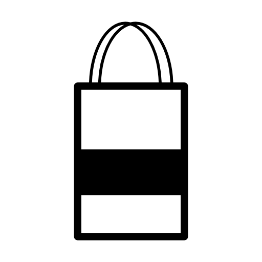 Shopping bag with one black stripe and two handles