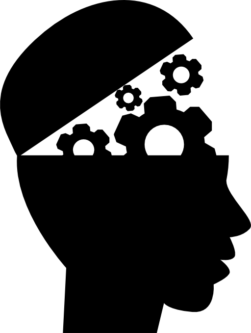 Head with gears education interface symbol