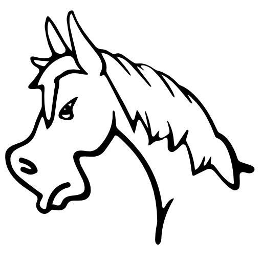 Angry horse face side view outline