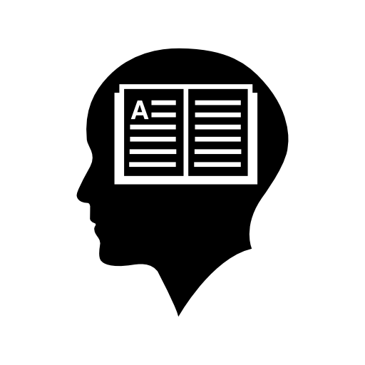 Bald man head with opened book inside