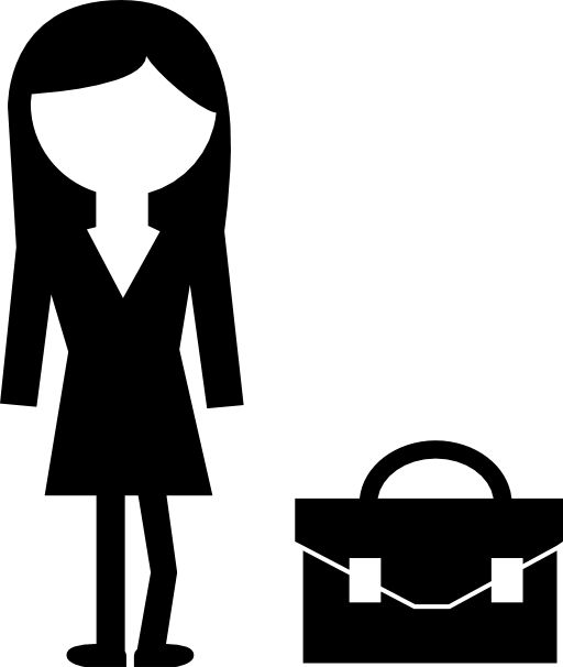 Female student with portfolio bag at her side