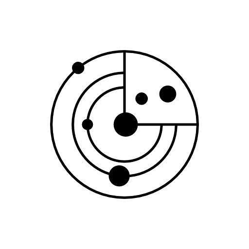 Solar system model with small circles as planets
